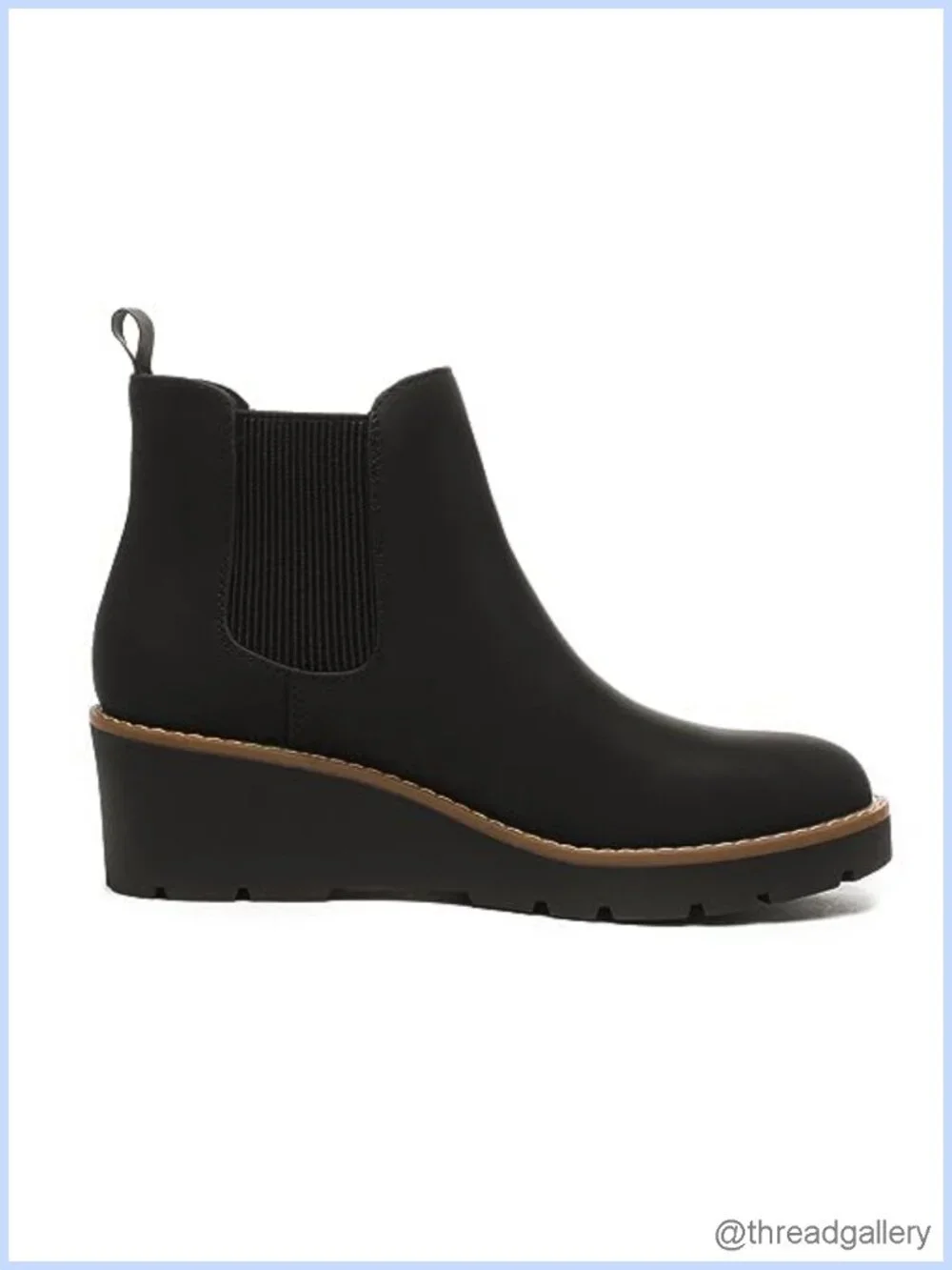 Nubuck Leather Chelsea Wedge Boots Slip On Lug Sole Ankle Booties